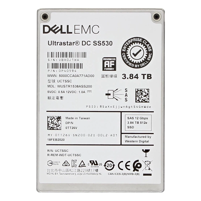 Dell 0TT26V | 3.84TB 2.5-inch 12GB/s SAS Triple-Level Cell Read-Intensive Hot-Pluggable Solid State Drive for PowerEdge G14 - G16 Servers and Storage Arrays Refurbished - Dell refurbished available on Gotodirect