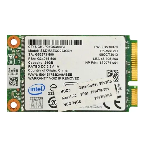 Intel SSDMAEXC024G3H | 313 Series 24GB Single-Level Cell SATA 3Gb/s mSATA Solid State Drive Refurbished - Intel refurbished available on Gotodirect
