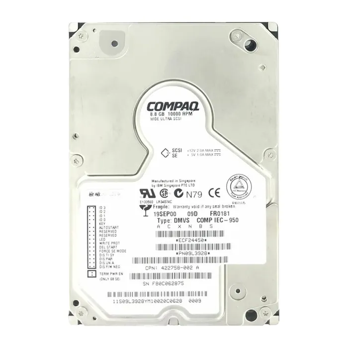 HP 422758-002 | 8.8GB 10000RPM SCSI 80-Pin 3.5-Inch Hard Drive Refurbished - Hewlett-Packard (ou HP en abrégé) refurbished available on Gotodirect