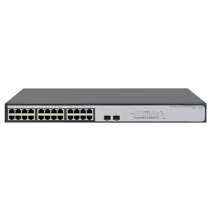 HP JH017A#ABA | OfficeConnect 1420 Series 1420-24G-2SFP 24 x 10/100/1000Base-T RJ-45 and 2 x SFP (mini-GBIC) Ports Layer 2 Unmanaged Gigabit Ethernet Network Switch Refurbished - Hewlett-Packard (ou HP en abrégé) refurbished available on Gotodirect