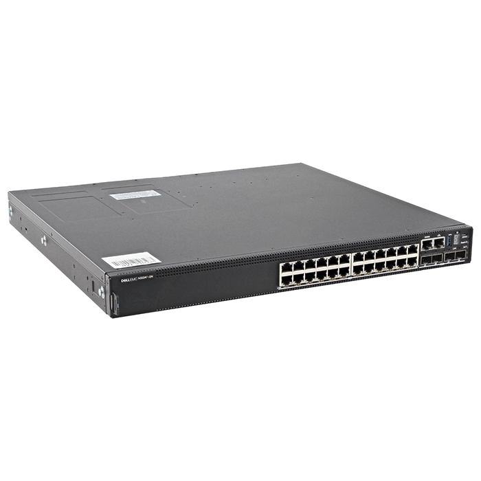 Dell 0GM1R7 | PowerSwitch N3200-On 24-Ports 10/100/1000Base-T RJ-45 PoE+ 4-Ports 25GBase-X SFP28 2-Ports 100GBase-X QSFP28 Layer 3 Managed Stackable Front To Back Airflow Rack-mountable 1U Gigabit Ethernet Switch Refurbished - Dell refurbished available on Gotodirect