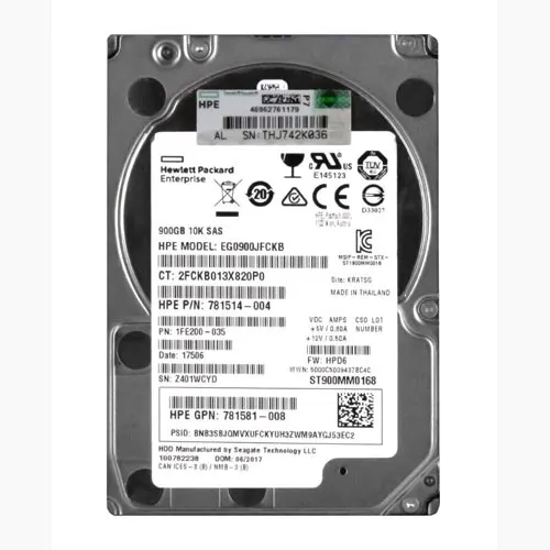 HP 781514-004 | 900GB 10000RPM SAS 12Gb/s Hot-Pluggable (512n) SFF 2.5-inch Enterprise Hard Drive for Gen8/10 ProLiant Server/Storage Array Refurbished - Hewlett-Packard (ou HP en abrégé) refurbished available on Gotodirect