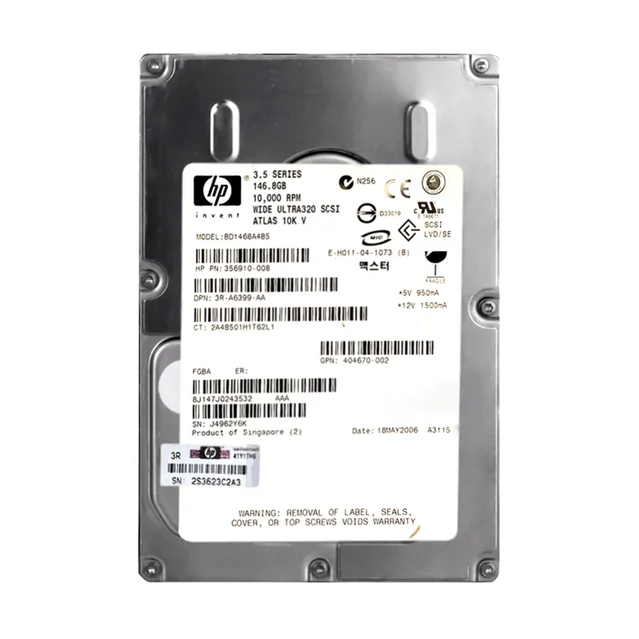 HP 356910-008 | 146GB 10000RPM Ultra320 SCSI 8MB Cache Hot-Pluggable LVD 80-Pin 3.5-inch Hard Drive for ProLiant Server Refurbished - Hewlett-Packard (ou HP en abrégé) refurbished available on Gotodirect