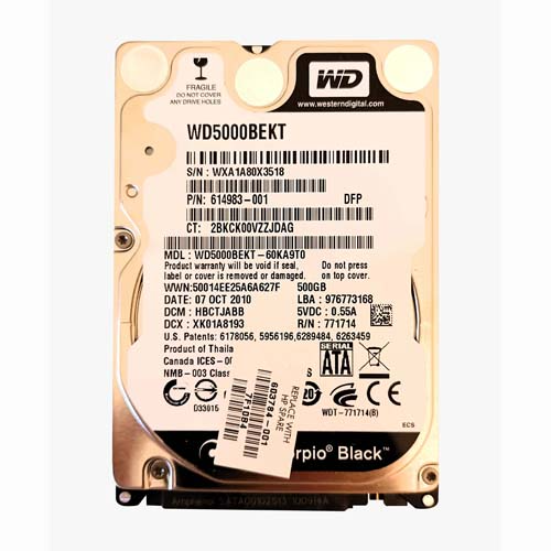 HP 603784-001 | 500GB 7200RPM SATA 3Gb/s 16MB Cache 2.5-inch Hard Drive Refurbished - Hewlett-Packard (ou HP en abrégé) refurbished available on Gotodirect