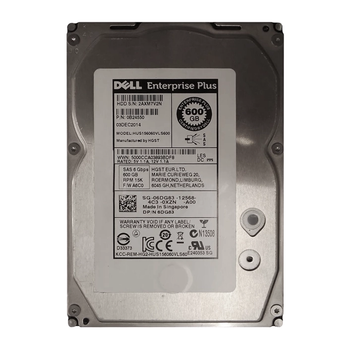 Dell 06DG83 | 600GB 15000RPM SAS 6Gb/s Hot-Pluggable 3.5-Inch Hard Drive for EqualLogic Storage Array Refurbished - Dell refurbished available on Gotodirect