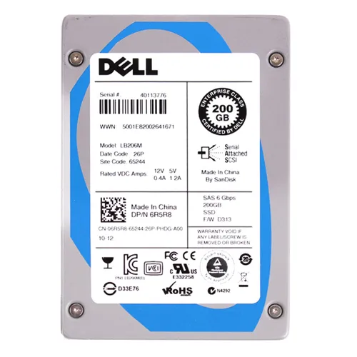 Dell 06R5R8 | 200GB Multi-Level Cell SAS 6Gb/s Hot-Pluggable 2.5-Inch Solid State Drive for PowerEdge Servers Refurbished - Dell refurbished available on Gotodirect