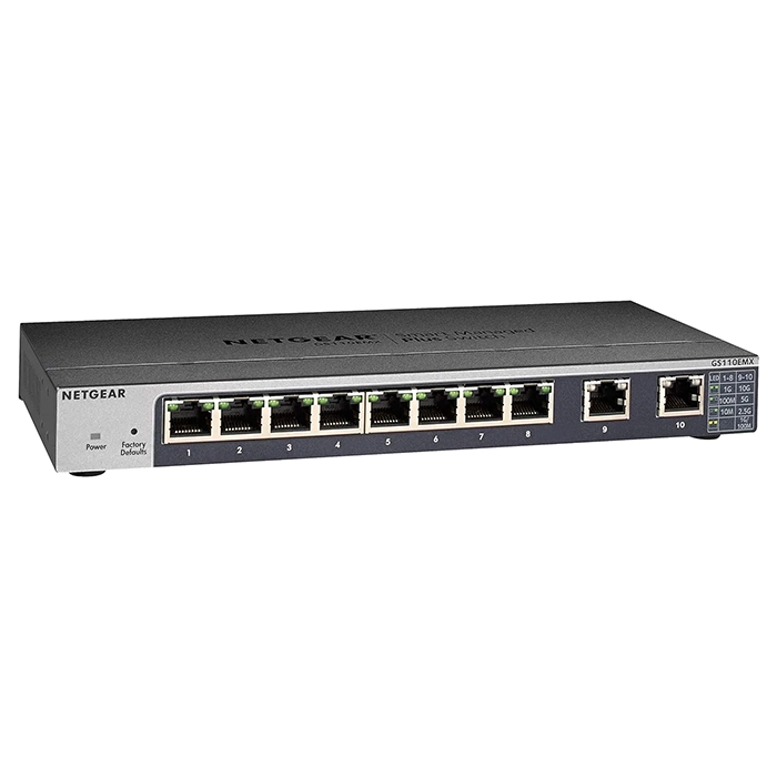 Buy Netgear GS110EMX | 8 x RJ-45 Ports 10/100/1000Base-T + 2 x Multi-Gigabit Ports Layer 3 Managed Gigabit Ethernet Network Switch Refurbished - $566.60 Netgear GS110EMX | 8 x RJ-45 Ports 10/100/1000Base-T + 2 x Multi-Gigabit Ports Layer 3 Managed Gigabit Ethernet Network Switch Refurbished - Netgear refurbished available on Gotodirect