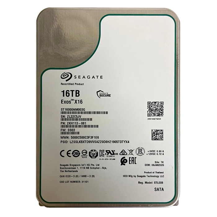 Seagate ST16000NM003G | Exos X16 16TB 7200RPM SATA 6Gb/s 256MB Cache 512e/4Kn SED 3.5-Inch Hard Drive Refurbished - Seagate refurbished available on Gotodirect