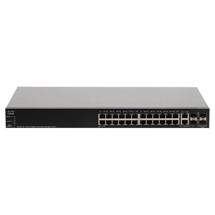 Cisco SG500-28-K9-NA | Small Business 500 Series SG500-28 24 x Ports 10/100/1000Base-T + 2 x Ports Combo SFP + 2 x Ports SFP Stackable Layer 3 Managed GE Network Switch Refurbished - Cisco Systems Inc. refurbished available on Gotodirect