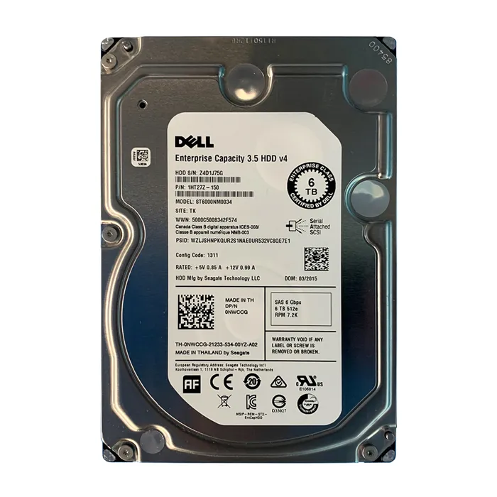 Dell 0NWCCG | 6TB 7200RPM SAS 12Gb/s Hot-Pluggable (512e) 3.5-Inch Nearline Hard Drive for PowerEdge Server & PowerVault Storage Array Refurbished - Dell refurbished available on Gotodirect