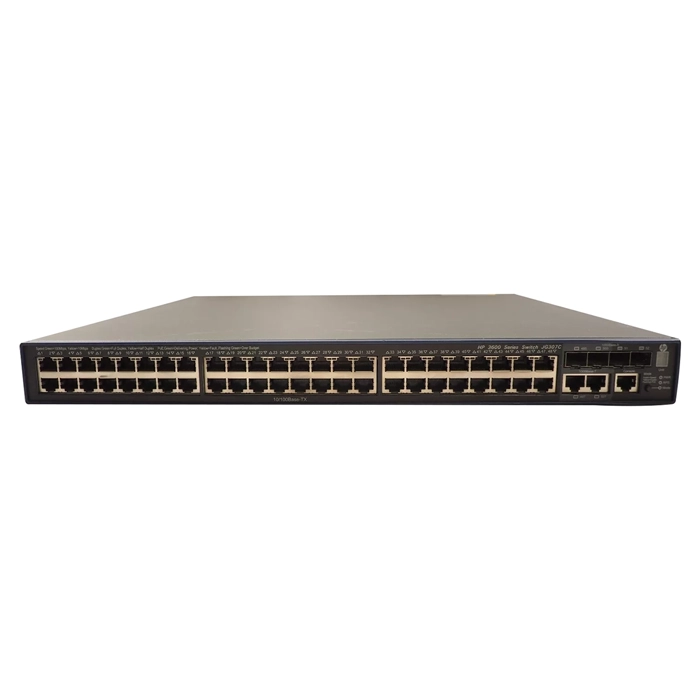 Buy HP JG307C | FlexNetwork 3600 SI Series 3600–48 PoE+ v2 48 x 10/100BaseTX RJ-45 PoE+ and 4 x 1GbE SFP and 2 x Shared RJ-45 Ports Layer 3 Managed Stackable Fast Ethernet Network Switch Refurbished - $210.00 HP JG307C | FlexNetwork 3600 SI Series 3600–48 PoE+ v2 48 x 10/100BaseTX RJ-45 PoE+ and 4 x 1GbE SFP and 2 x Shared RJ-45 Ports Layer 3 Managed Stackable Fast Ethernet Network Switch Refurbished - Hewlett-Packard (ou HP en abrégé) refurbished available on Gotodirect