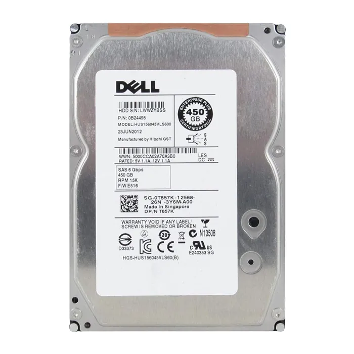 Dell T857K | 450GB 15000RPM SAS 6Gb/s Hot-Pluggable Dual Port 3.5-Inch Hard Drive for PowerEdge Server & PowerVault Server Refurbished - Dell refurbished available on Gotodirect