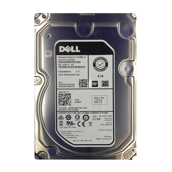Dell 0T05HP | 8TB 7200RPM SATA 6Gb/s Hot-Pluggable 128MB Cache (512e) 3.5-Inch Hard Drive for PowerEdge Server & PowerVault Storage Array Refurbished - Dell refurbished available on Gotodirect