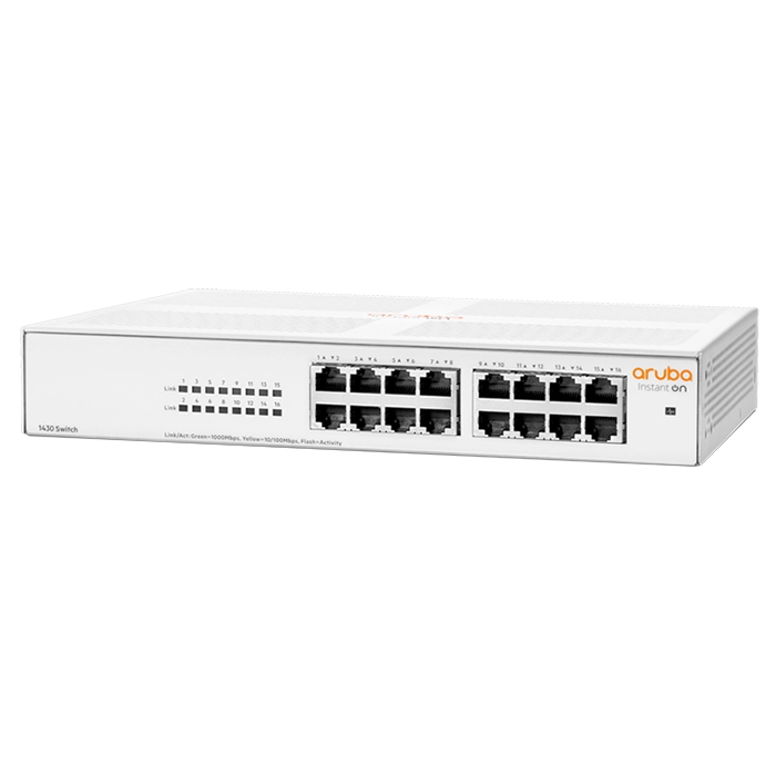 HP R8R47A | Aruba Instant On 1430 16G x 10/100/1000 Rack-Mountable Layer 2 Unmanaged Gigabit Ethernet Network Switch Refurbished - Hewlett-Packard (ou HP en abrégé) refurbished available on Gotodirect