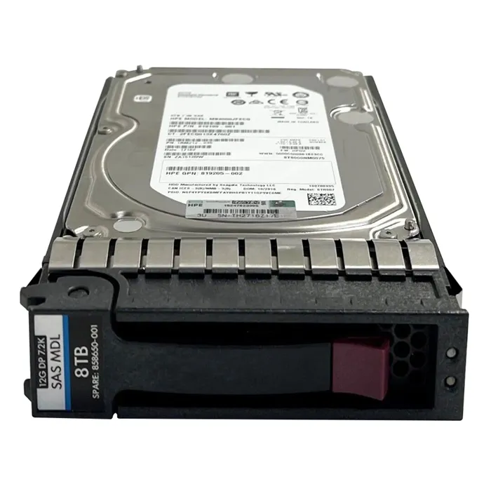 HP 858650-001 | 8TB 7200RPM SAS 12Gb/s 3.5-Inch Internal Hard Drive with Smart Carrier Refurbished - Hewlett-Packard (ou HP en abrégé) refurbished available on Gotodirect