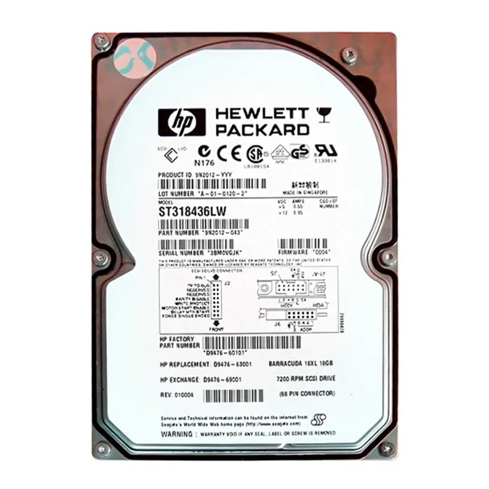 HP D9476-69001 | 18.2GB 7200RPM Ultra160 SCSI LVD 68-Pin 3.5-Inch Hard Drive Refurbished - Hewlett-Packard (ou HP en abrégé) refurbished available on Gotodirect