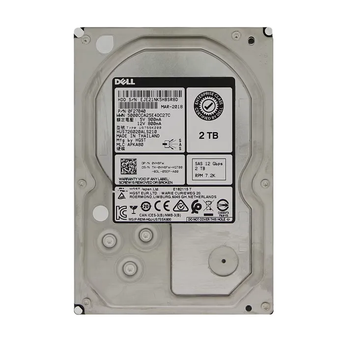 Dell 0VH6FW | 2TB 7200RPM SAS 12Gb/s Hot-Pluggable 128MB Cache 3.5-Inch Hard Drive for PowerEdge Server & PowerVault Storage Array Refurbished - Dell refurbished available on Gotodirect