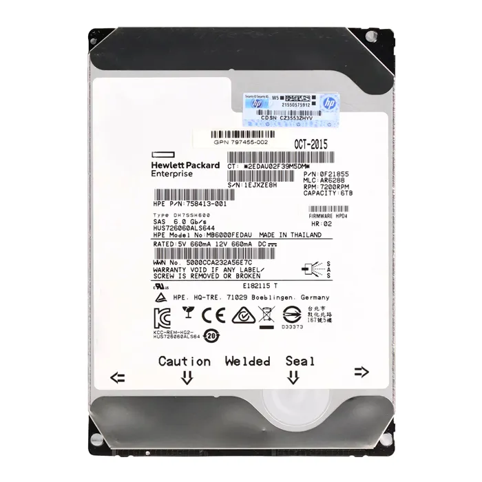 HP MB6000FEDAU | 6TB 7200RPM SAS 6Gb/s Hot-Pluggable Dual Port LFF 3.5-inch Midline Hard Drive for Gen1/7 ProLiant Server Refurbished - Hewlett-Packard (ou HP en abrégé) refurbished available on Gotodirect