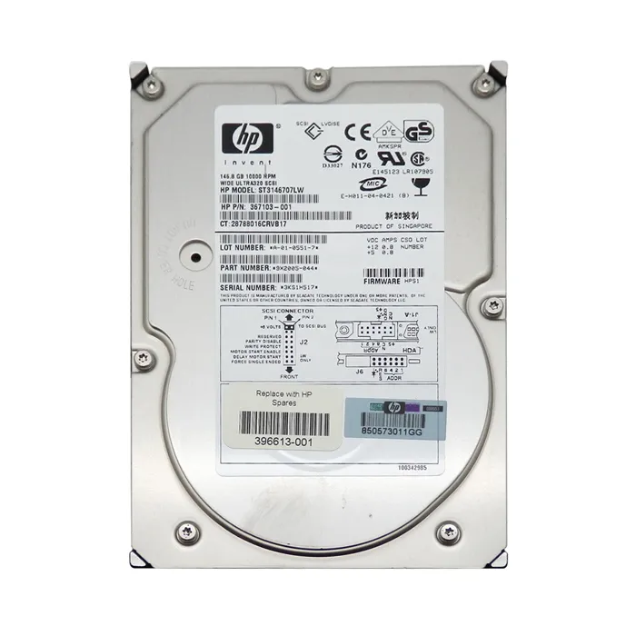 HP 396613-001 | 146GB 10000RPM Ultra320 SCSI 8MB Cache LVD 68-Pin 3.5-inch Hard Drive Refurbished - Hewlett-Packard (ou HP en abrégé) refurbished available on Gotodirect