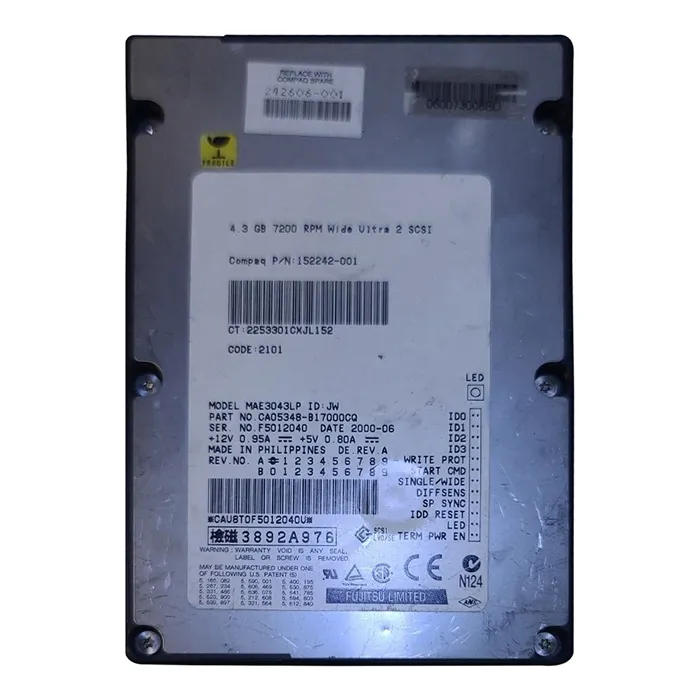 HP 152242-001 | 4.3GB 7200RPM Ultra2 Wide SCSI 512KB Cache 80-Pin 3.5-Inch Hard Drive Refurbished - Hewlett-Packard (ou HP en abrégé) refurbished available on Gotodirect