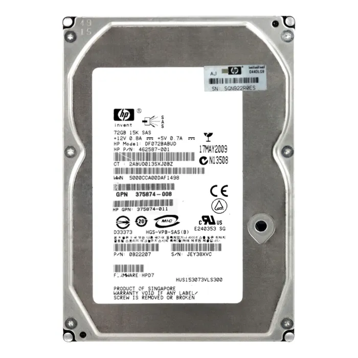HP DF072BABUD | 72GB 15000RPM SAS 3Gb/s 3.5-inch Hard Drive Refurbished - Hewlett-Packard (ou HP en abrégé) refurbished available on Gotodirect