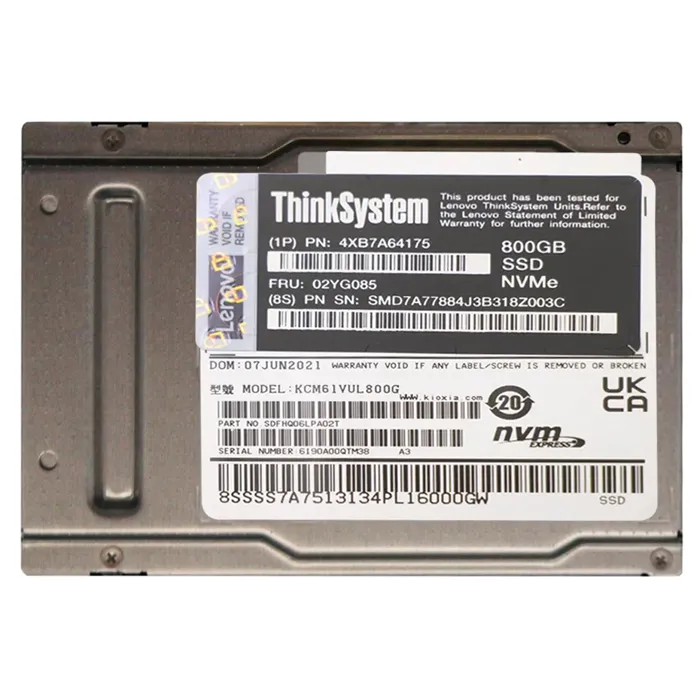 Lenovo 4XB7A64175 | 800GB U.3 Kioxia Cm6-v Ms NVMe Solid State Drive Refurbished - Lenovo refurbished available on Gotodirect