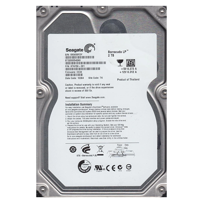 Seagate 9TN158-301 | BarraCuda LP Series 2TB 5900RPM SATA 3Gb/s 32MB Cache (CE) 3.5-Inch Hard Drive Refurbished - Seagate refurbished available on Gotodirect