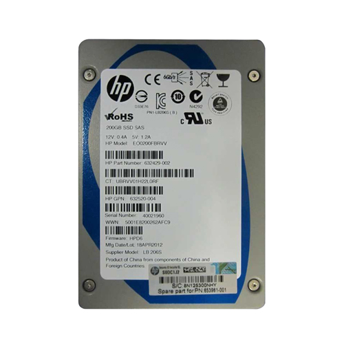 HP 653961-001 | 200GB Single-Level Cell SATA 3Gb/s Hot-Pluggable 2.5-Inch Enterprise Solid State Drive for ProLiant Servers Storage Arrays Refurbished - Hewlett-Packard (ou HP en abrégé) refurbished available on Gotodirect