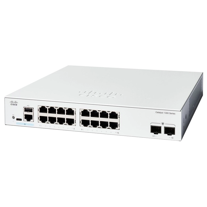 Cisco C1300-16T-2G | Catalyst 1300 Series 1300-16T-2G 16 x 10/100/1000Base-T RJ-45 and 2 x 1GbE SFP Uplink Ports Layer 3 Managed Gigabit Ethernet Switch Refurbished - Cisco Systems Inc. refurbished available on Gotodirect