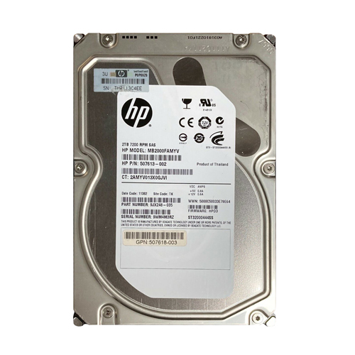 HP 507618-003 | 2TB 7200RPM SAS 6Gb/s Hot-Pluggable Dual Port LFF 3.5-Inch Midline Hard Drive Refurbished - Hewlett-Packard (ou HP en abrégé) refurbished available on Gotodirect