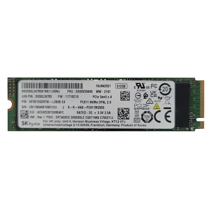 Lenovo 5SS0V26405 | 512GB TLC PCI Express 3.0 x4 NVMe M.2 2280 Internal Solid State Drive Refurbished - Lenovo refurbished available on Gotodirect