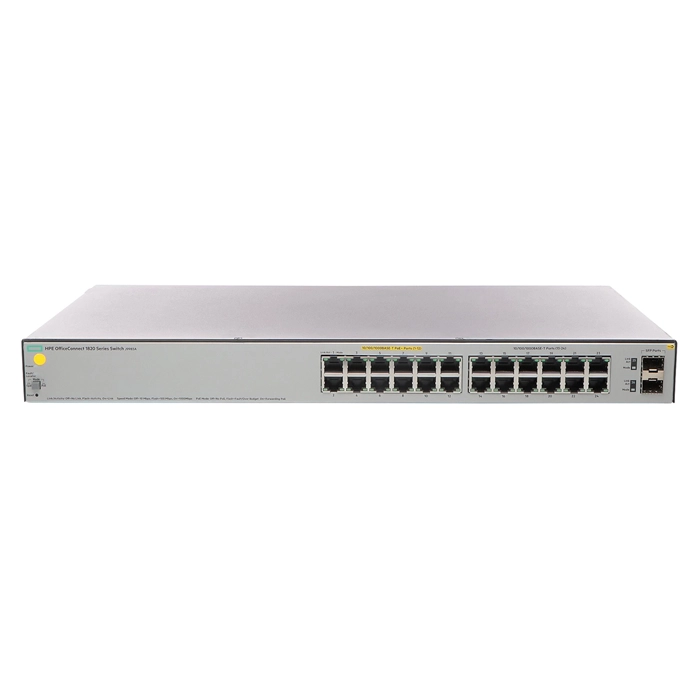 HP J9983A#ABA | OfficeConnect 1820 Series 1820-24G-PoE+ (185W) 12 x 10/100/1000Base-T RJ-45 PoE+ and 12 x 10/100/1000Base-T RJ-45 and 2 x SFP (mini-GBIC) Ports Layer 2 Managed Gigabit Ethernet Network Switch Refurbished - Hewlett-Packard (ou HP en abrégé) refurbished available on Gotodirect