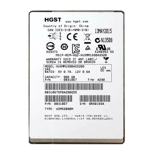 HGST 0B31067 | Ultrastar SSD1600MM Series 800GB Multi-Level Cell SAS 12Gb/s (Crypto Sanitize) Mainstream Endurance 2.5-inch Solid State Drive Refurbished - HGST (a subsidiary of Western Digital) refurbished available on Gotodirect