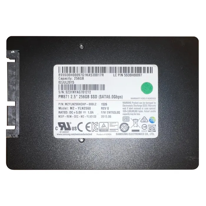 Samsung MZYLN256HCHP-000L2 | Enterprise PM871 Series 256GB Triple-Level Cell SATA 6Gb/s Mainstream Endurance AES-256 2.5-Inch Solid State Drive Refurbished - Samsung refurbished available on Gotodirect