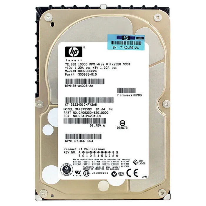 HP 300955-015 | 72.8GB 10000RPM Ultra-320 SCSI Hot-Pluggable (LVD) 80-Pin 3.5-Inch Hard Drive Refurbished - Hewlett-Packard (ou HP en abrégé) refurbished available on Gotodirect