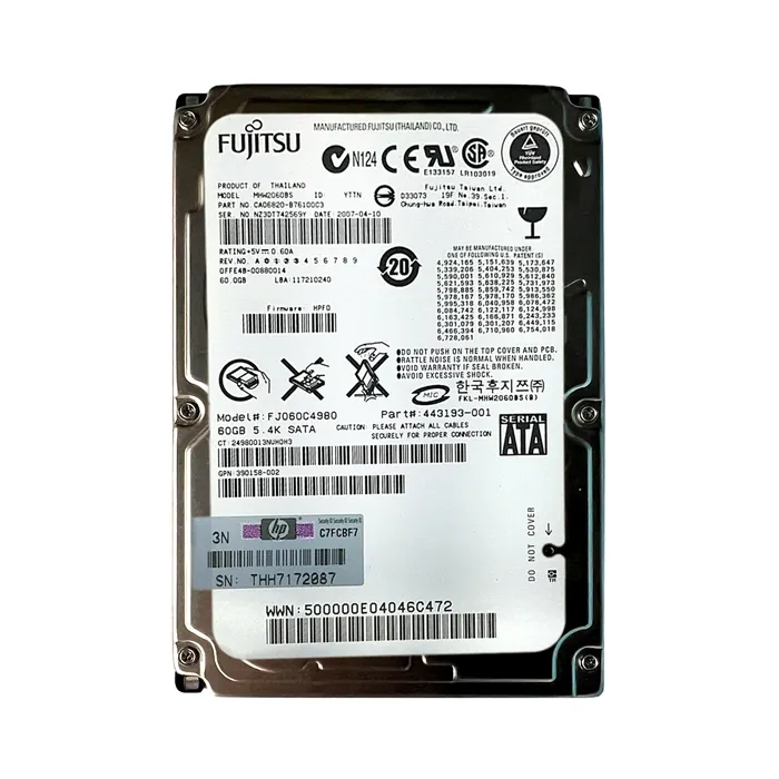 HP 390158-002 | 60GB 5400RPM SATA 1.5Gb/s 8MB Cache Hot-Swappable SFF 2.5-inch Hard Drive Refurbished - Hewlett-Packard (ou HP en abrégé) refurbished available on Gotodirect
