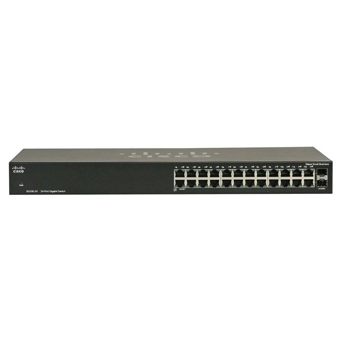 Cisco SG100-24 | Small Business 100 Series SG100-24 22 x 10/100/1000Base-T RJ-45 Ports and 2 x 1GbE RJ-45/SFP Combo Ports Layer 2 Unmanaged Rack-mountable Gigabit Ethernet Network Switch Refurbished - Cisco Systems Inc. refurbished available on Gotodirect