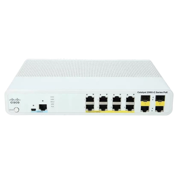 Cisco WS-C2960C-8PC-L-RF | Catalyst 2960C Series 2960C-8PC-L 8 x 10/100Base-TX RJ-45 PoE and 2 x 1G RJ45/SFP Dual Purpose Uplink Ports Layer 2 Managed Fast Ethernet Network Switch Refurbished - Cisco Systems Inc. refurbished available on Gotodirect