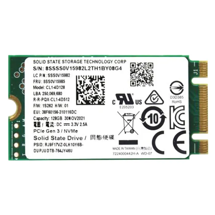 Lenovo 5SS0V15985 | 128GB PCI Express Gen3 NVMe M.2 2242 Internal Solid State Drive Refurbished - Lenovo refurbished available on Gotodirect