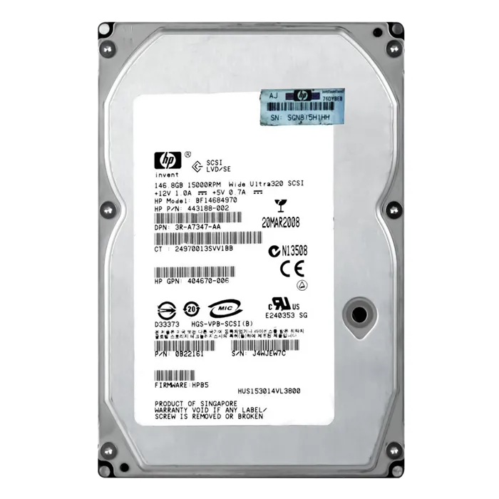 HP 443188-002 | 146GB 15000RPM Ultra320 SCSI Hot-Pluggable LVD 80-Pin 3.5-inch Hard Drive for ProLiant Server Refurbished - Hewlett-Packard (ou HP en abrégé) refurbished available on Gotodirect