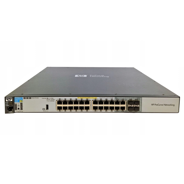 HP J9310-61001 | ProCurve 3500 yl Series E3500yl-24G-PoE+ 20 x RJ-45 Ports PoE+ 10/100/1000Base-T + 4 x Dual Personality RJ-45/SFP Ports PoE+ Layer 3 Managed Rack-mountable Gigabit Ethernet Network Switch Refurbished - Hewlett-Packard (ou HP en abrégé) refurbished available on Gotodirect