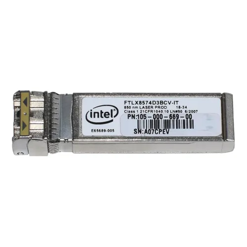 Buy Intel FTLX8574D3BCV-IT | 10Gb/s 10GBase-SR Multi-Mode Fibre 850nm 300m Duplex LC Connector SFP+ Transceiver Module Refurbished - $111.00 Intel FTLX8574D3BCV-IT | 10Gb/s 10GBase-SR Multi-Mode Fibre 850nm 300m Duplex LC Connector SFP+ Transceiver Module Refurbished - Intel refurbished available on Gotodirect