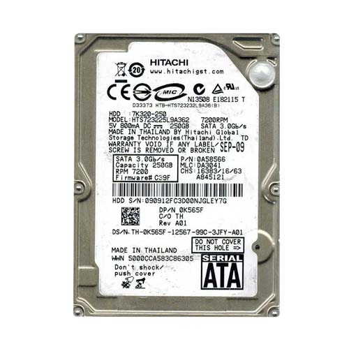 Dell K565F | 250GB 7200RPM SATA 3Gb/s 16MB Cache 2.5-Inch Hard Drive Refurbished - Dell refurbished available on Gotodirect