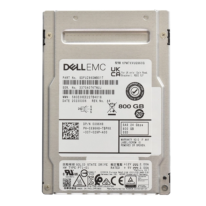 Dell X96H8 | 800GB 2.5-inch 24GB/s SAS Mixed-Use (512e) Hot-Pluggable Solid State Drive for PowerEdge G14 - G16 Servers and Storage Arrays Refurbished - Dell refurbished available on Gotodirect