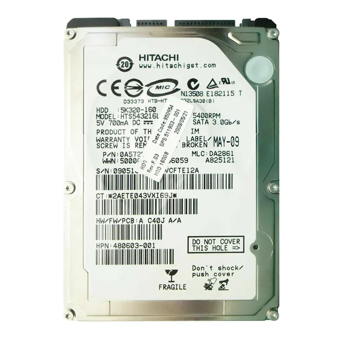 HP 511903-001 | 160GB 5400RPM SATA 3Gb/s Hot Swappable 8MB Cache 2.5-Inch Hard Drive for Server Refurbished - Hewlett-Packard (ou HP en abrégé) refurbished available on Gotodirect