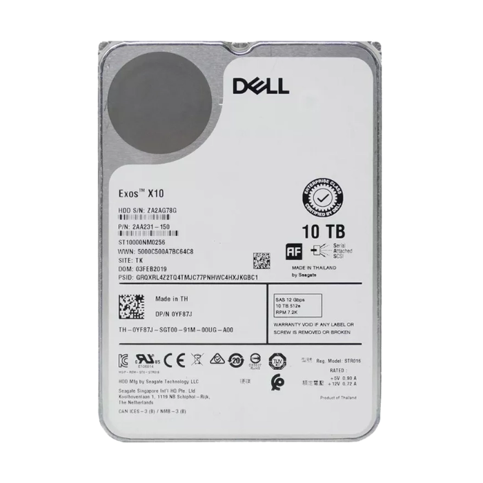 Dell YF87J | 10TB 7200RPM SAS 12Gb/s Hot-Pluggable (512e) 3.5-Inch Hard Drive for PowerEdge Servers Refurbished - Dell refurbished available on Gotodirect