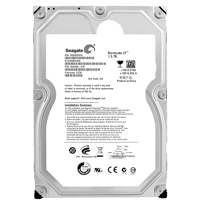 Seagate ST31500541AS | BarraCuda LP 1.5TB 3.5-inch 3GB/s SATA 5900RPM 32MB Cache Desktop Hard Drive Refurbished - Seagate refurbished available on Gotodirect