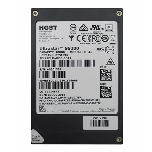 HGST 0TS1393 | Ultrastar DC SS200 Series 480GB Multi-Level Cell SAS 12Gb/s (TCG) 2.5-Inch Solid State Drive Refurbished - HGST (a subsidiary of Western Digital) refurbished available on Gotodirect