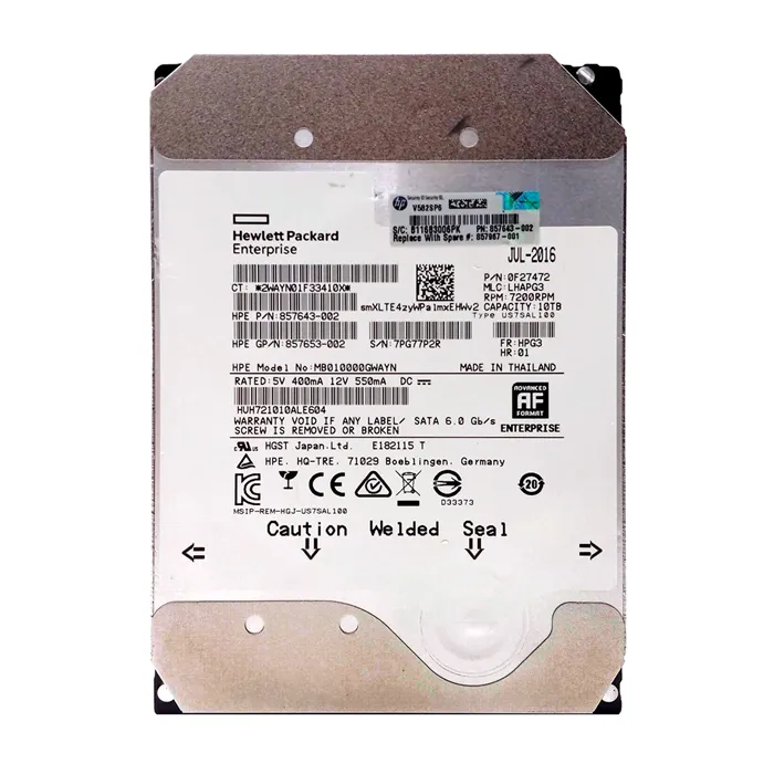 HP 857653-002 | 10TB 7200RPM SATA 6Gb/s 3.5-Inch Midline Hard Drive Refurbished - Hewlett-Packard (ou HP en abrégé) refurbished available on Gotodirect