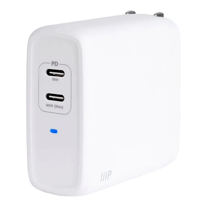 Monoprice 41988 | USB-C Charger 68W 2-port PD GaN Technology Foldable Wall Charger White for MacBook Pro/Air iPad Pro Refurbished -  refurbished available on Gotodirect